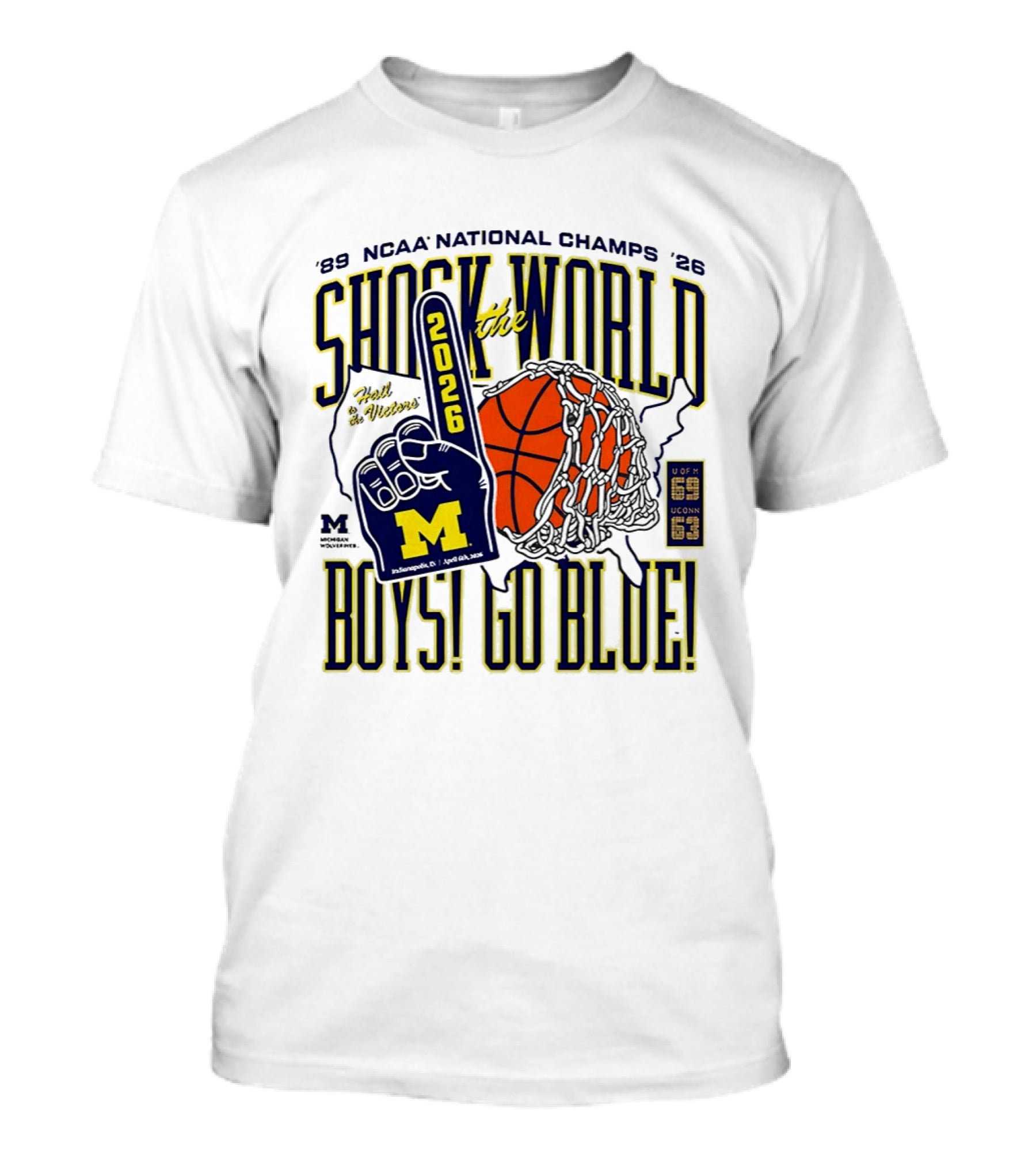 Shock The World 2026 NCAA National Champs Boys Go Blue Michigan Wolverines Basketball T-Shirt