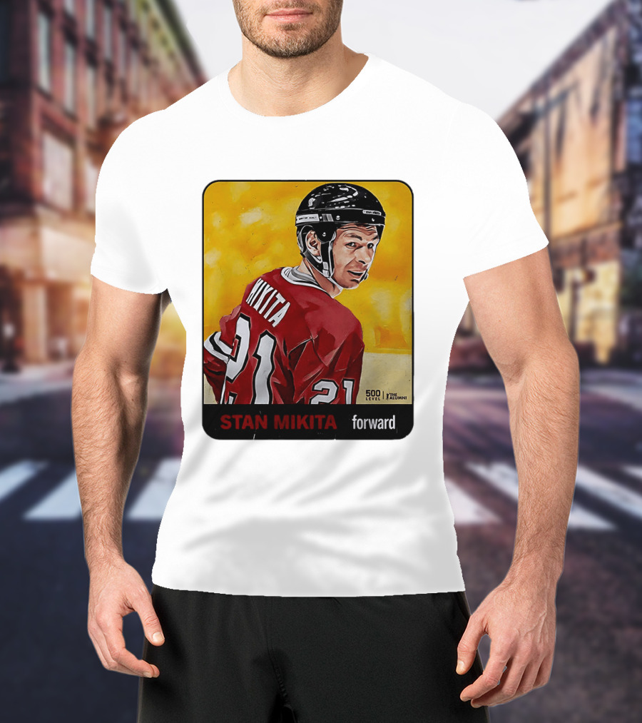 Stan Mikita Forward Chicago Blackhawks NHL Alumni Card 500 Level T-Shirt