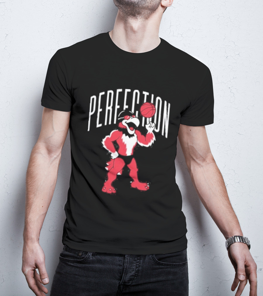 Perfection Basketball Mascot Red And White T-Shirt