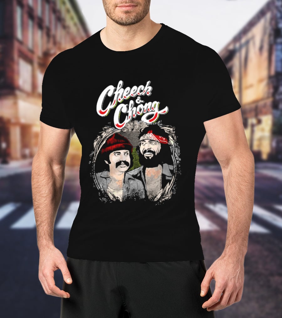 Cheech And Chong Vintage Red Bandana And Beanie Comic Duo T-Shirt
