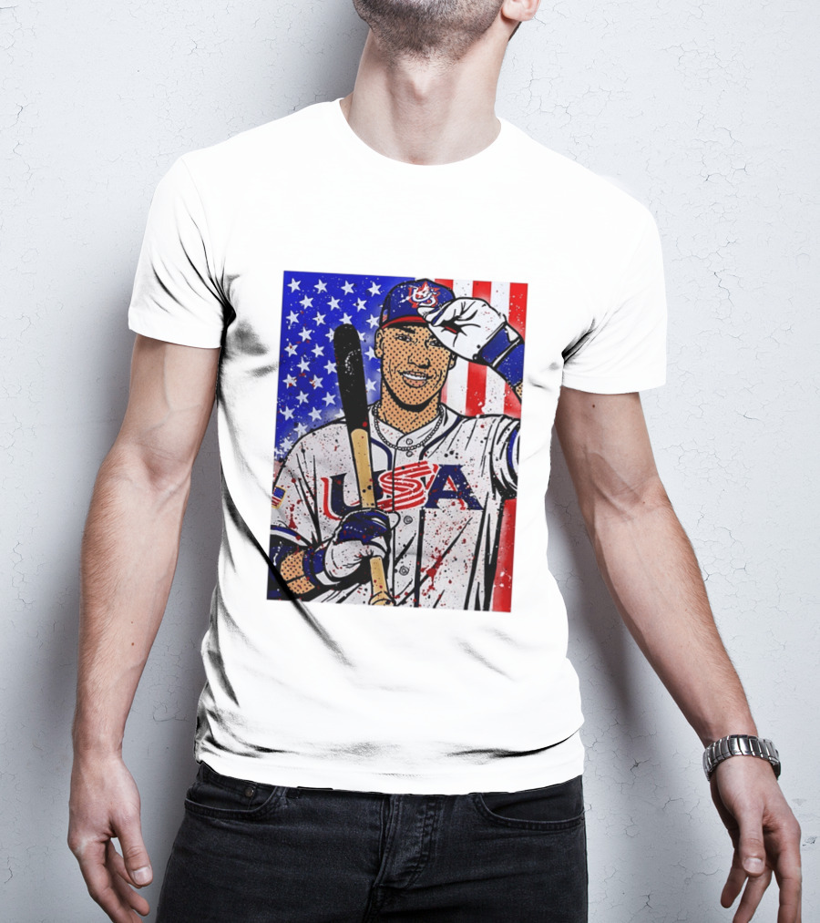 Aaron Judge USA Baseball Pop Art 2026 American Flag Stars Stripes T-Shirt