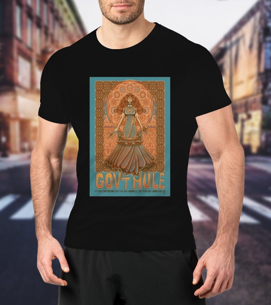Gov't Mule April 7 8 10 2026 Shipshewana Nashville Charleston Concert Vintage Art Nouveau T-Shirt
