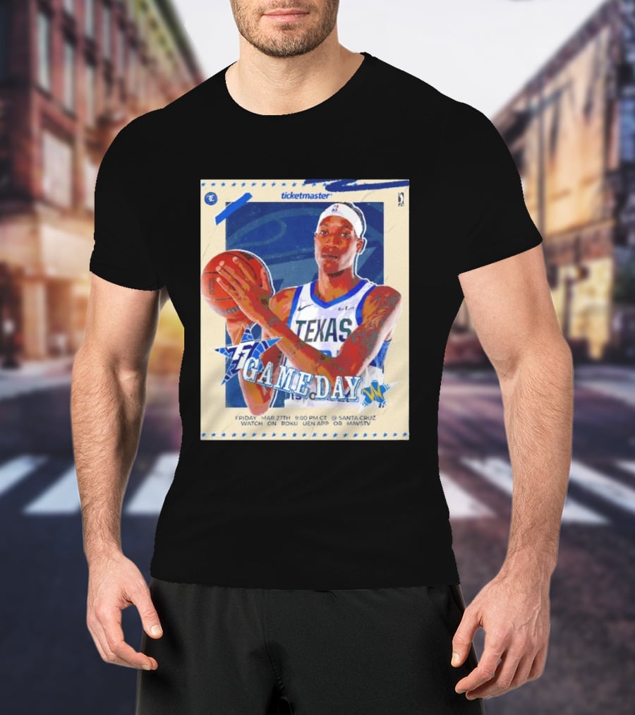 Jamarion Sharp Texas Legends Game Day March 27 Santa Cruz NBA Roku UEN APP MAVSTV T-Shirt