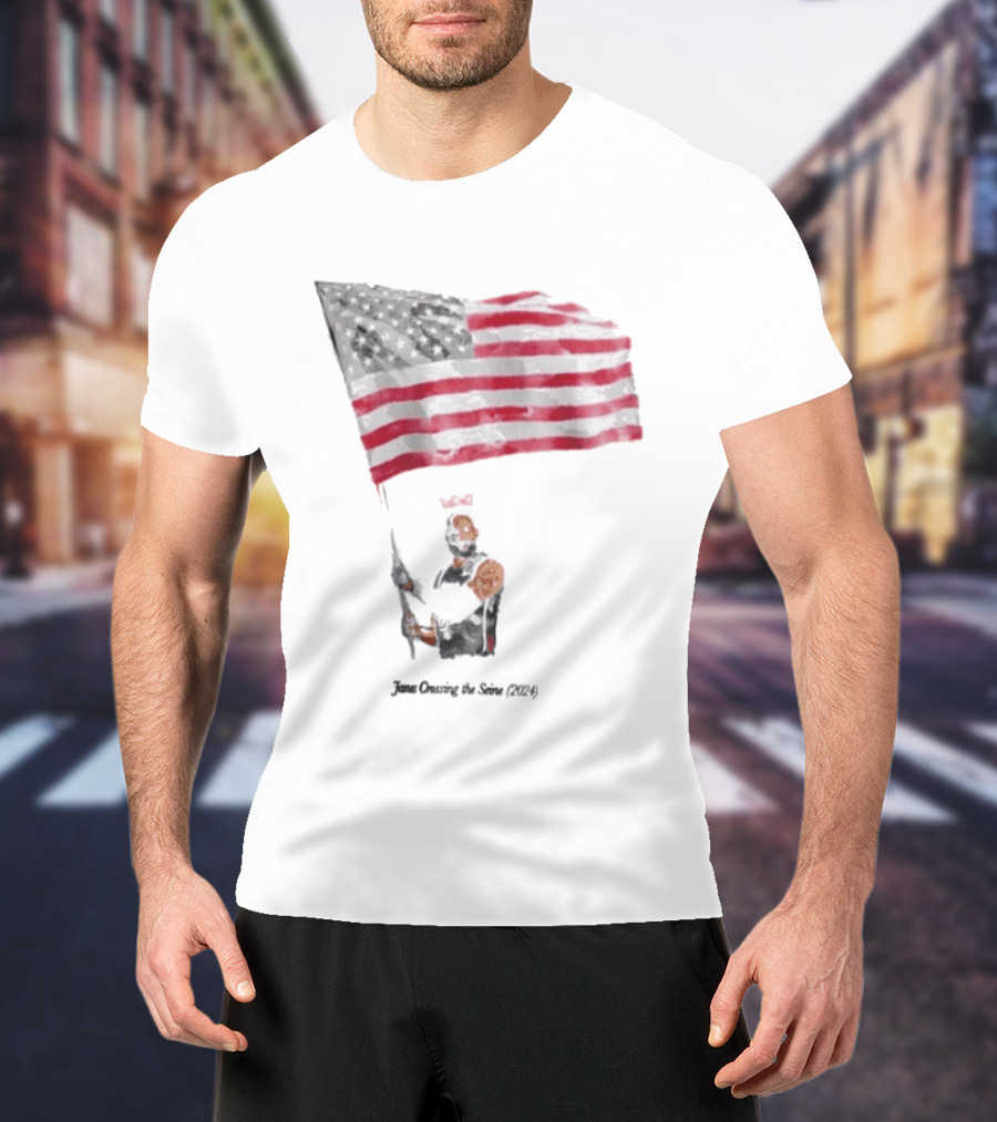 James Crossing The Seine 2024 American Flag T-Shirt