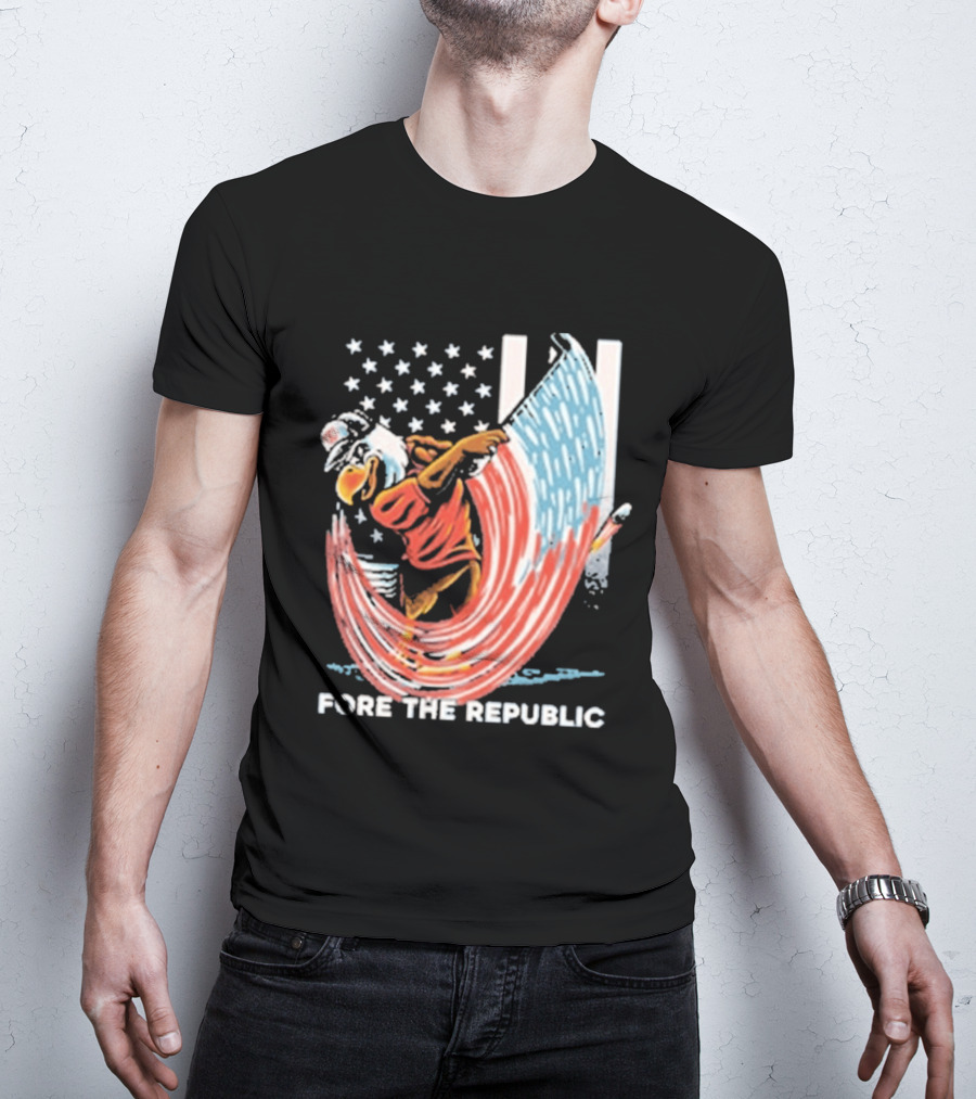 Old Row Golf American Flag Swing Fore The Republic T-Shirt