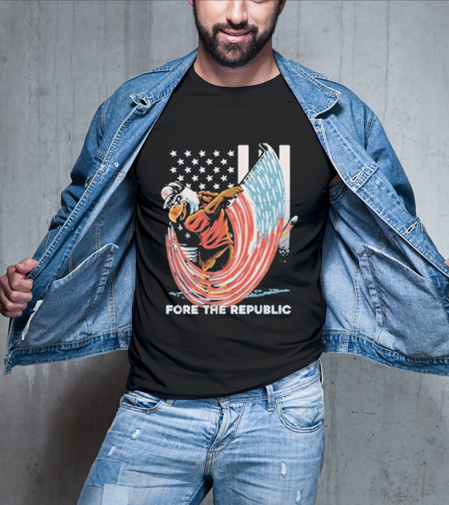 Old Row Golf American Flag Swing Fore The Republic T-Shirt