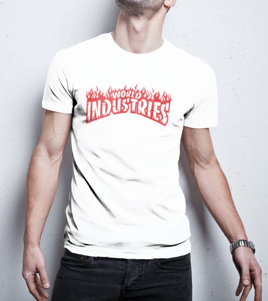 World Industries Flame Text Red T-Shirt