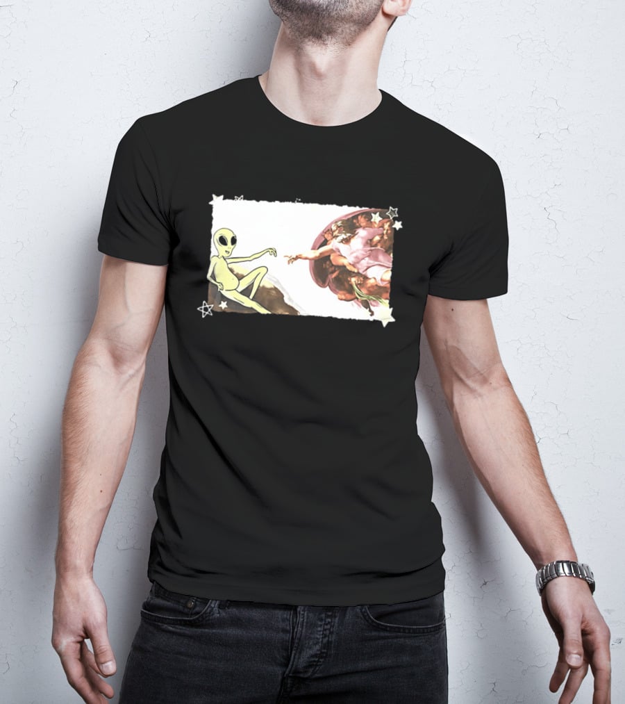 Big And Tall The Creation Of Aliens Extraterrestrial Renaissance Humor T-Shirt