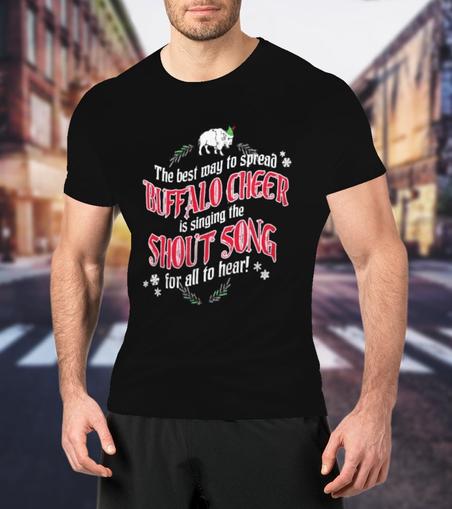 Buffalo Cheer Christmas Shout Song Reindeer Snowflakes T-Shirt