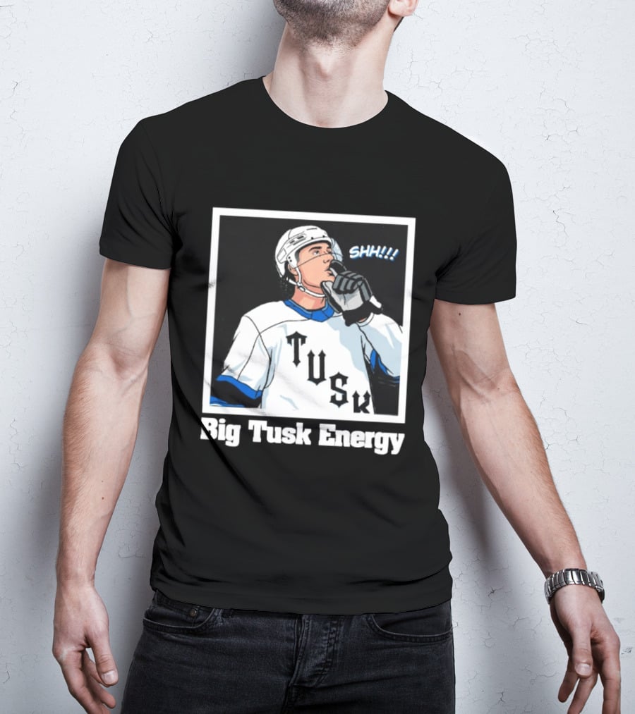 Big Tusk Energy Hockey Shhh Tusk Player White Uniform T-Shirt