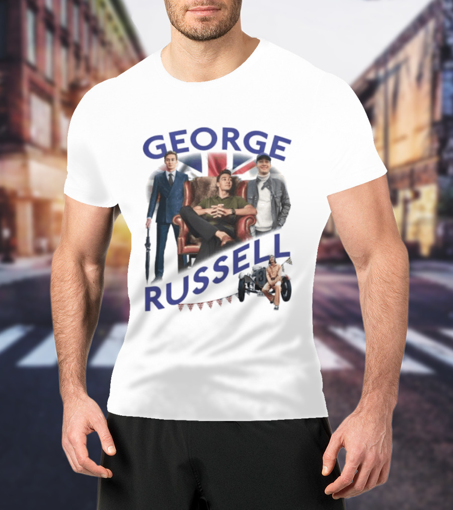 George Russell Formula 1 Driver Fashion And Lifestyle Collage T-Shirt