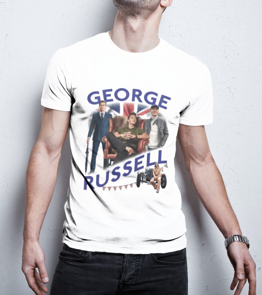George Russell Formula 1 Driver Fashion And Lifestyle Collage T-Shirt