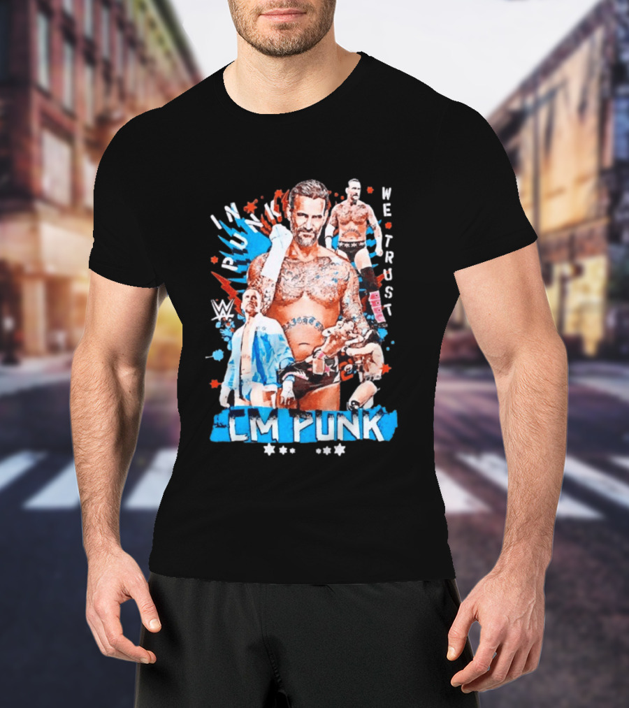 CM Punk WWE In Punk We Trust Collage Free Shipping T-Shirt