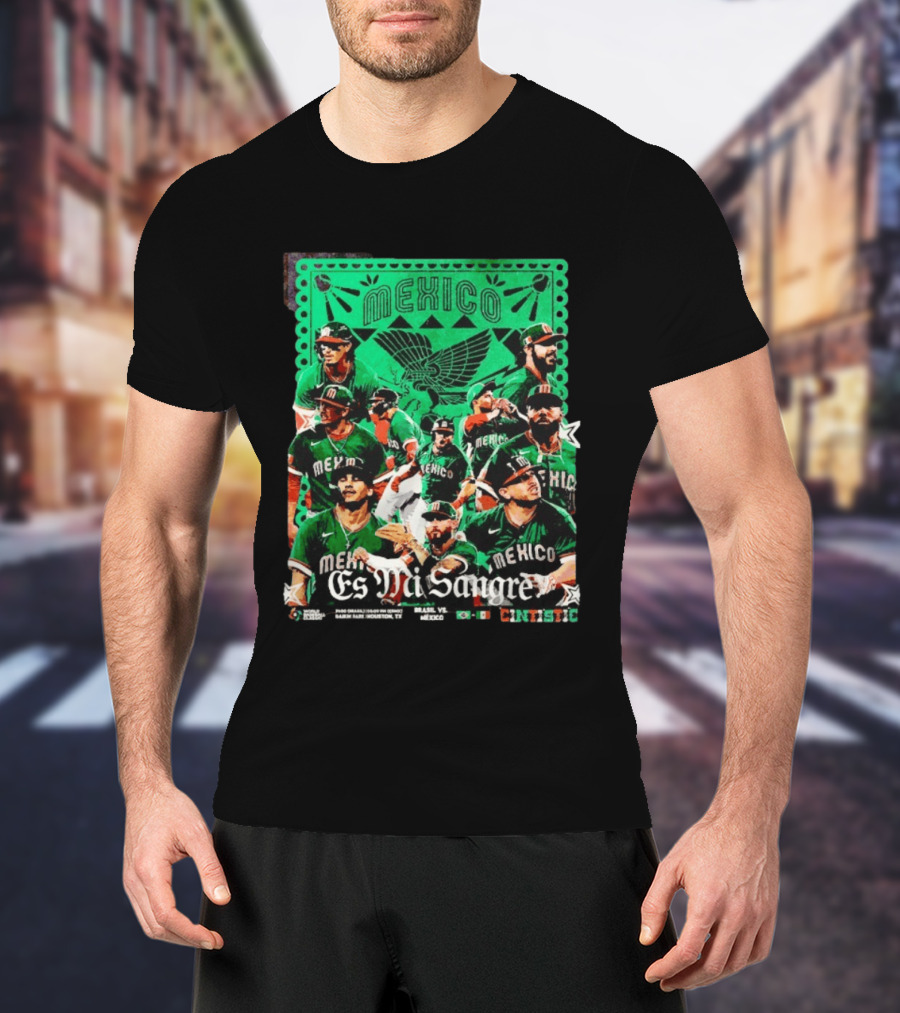 Mexico Es Mi Sangre 2026 World Baseball Classic Brasil Houston Baseball Players T-Shirt