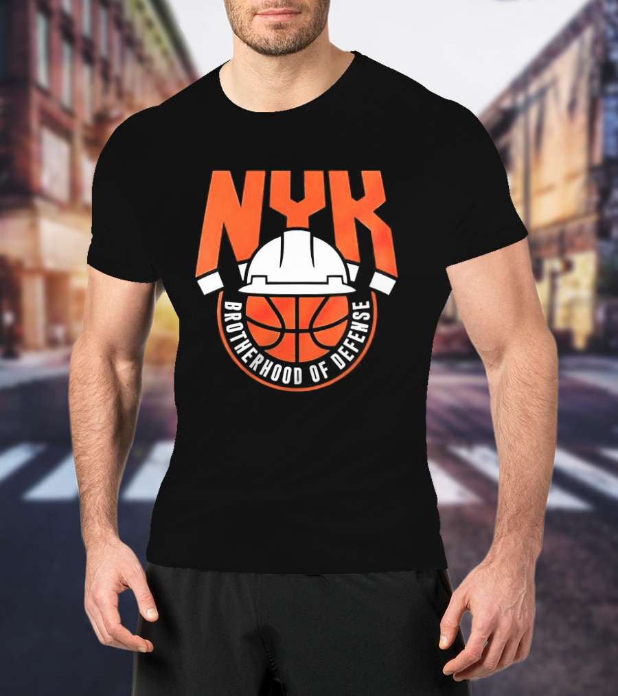 NYK Brotherhood Of Defense Hard Hat Basketball New York Knicks T-Shirt