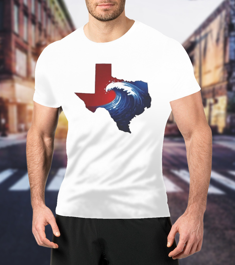 Texas Blue Wave Democrat Red State Map Wave Banner T-Shirt