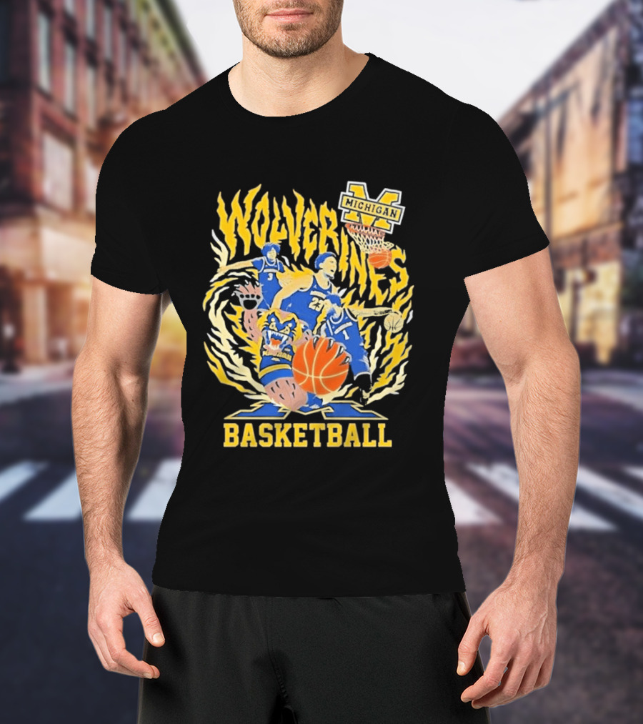 Michigan Wolverines NCAA Final Four 2026 Basketball Players Bear T-Shirt