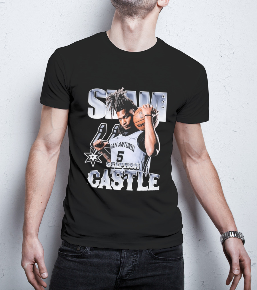 San Antonio Spurs Stephon Castle Slam Basketball T-Shirt