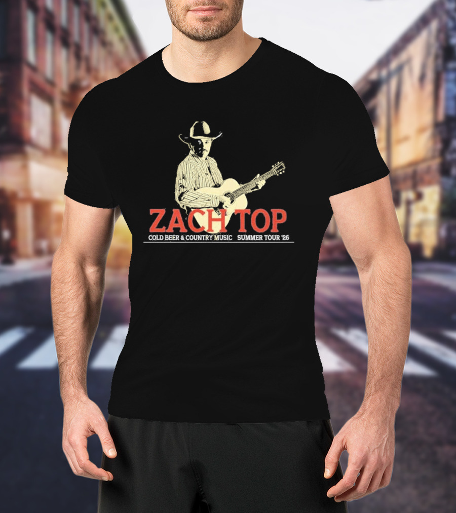 Zach Top Cold Beer Country Music Summer Tour 2026 Cowboy Guitar T-Shirt