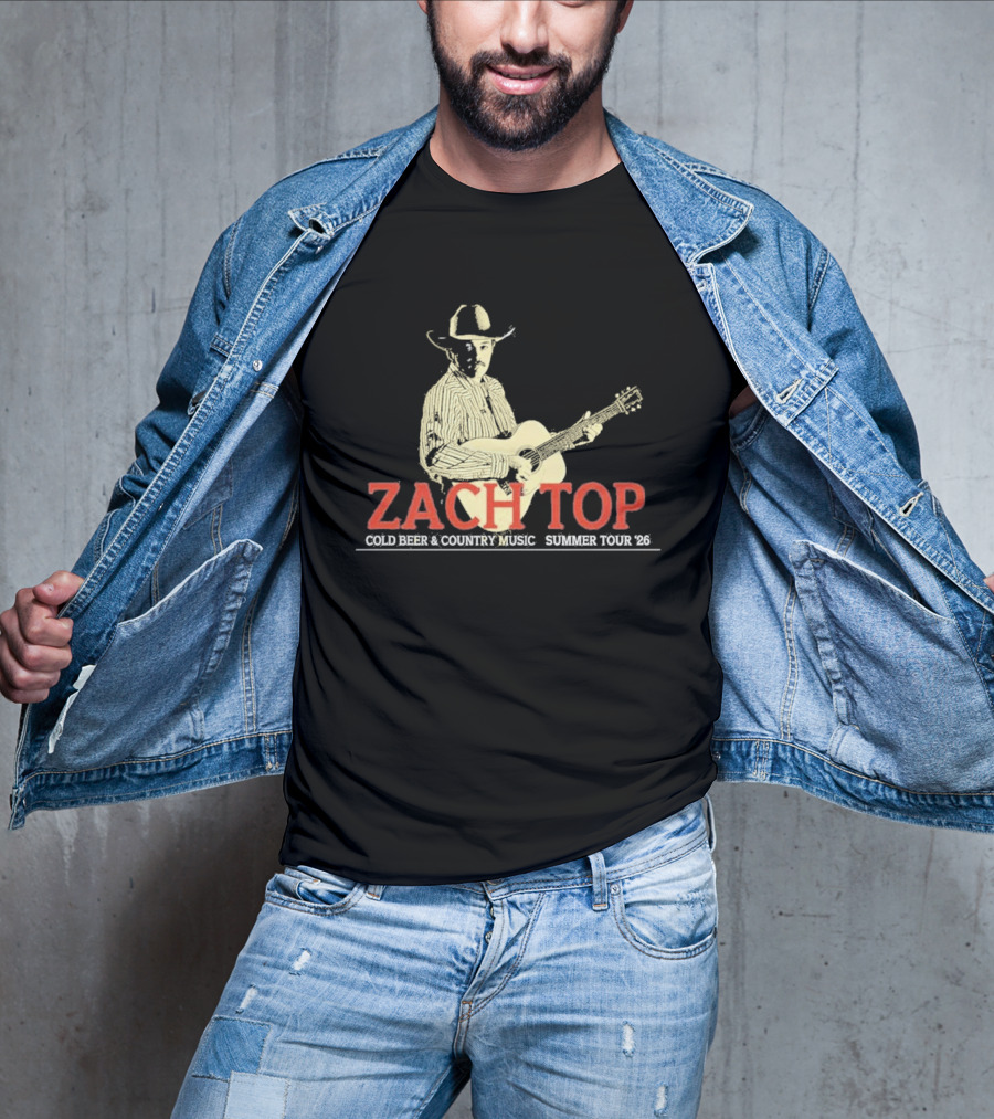 Zach Top Cold Beer Country Music Summer Tour 2026 Cowboy Guitar T-Shirt