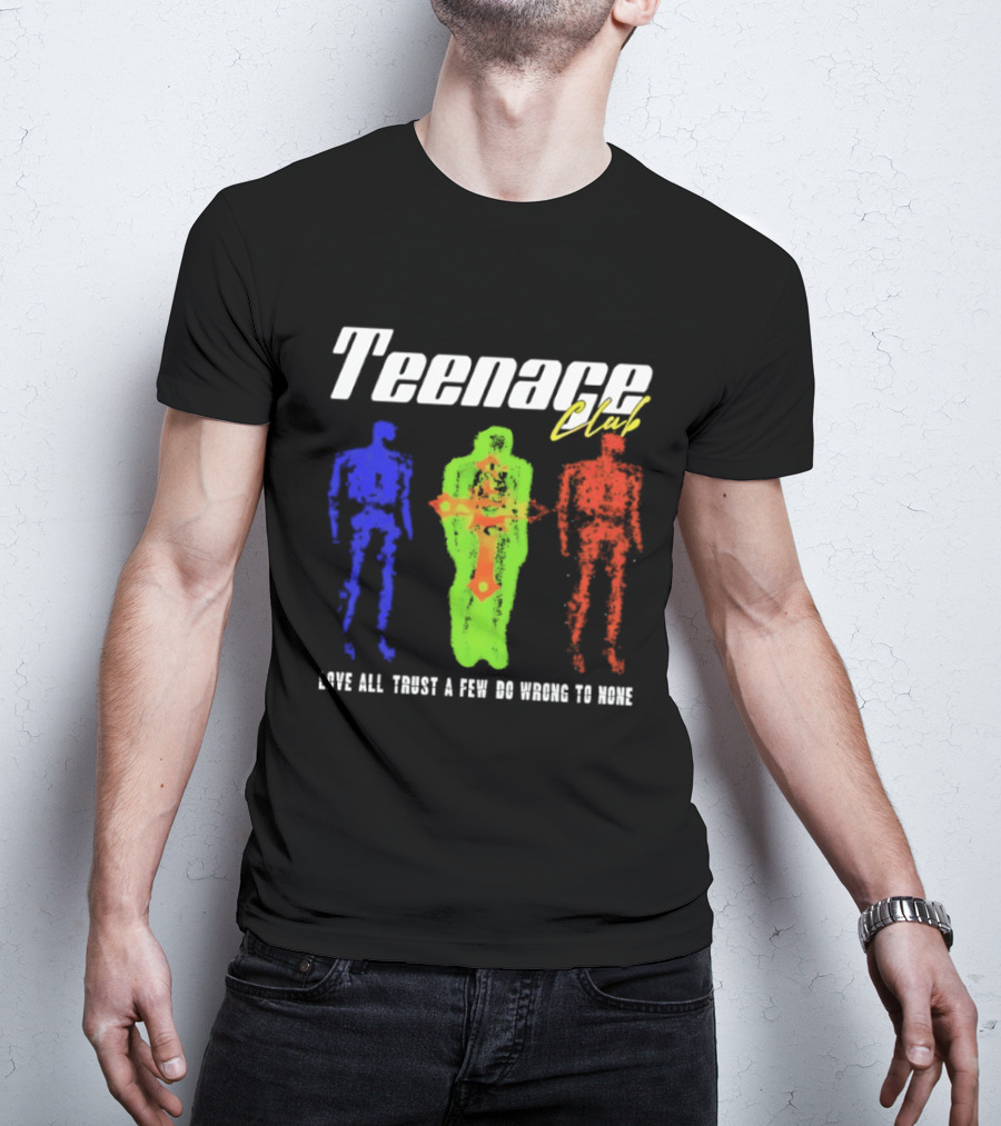Teenage Club Love All Trust A Few Do Wrong To None Vibrant Neon Figures T-Shirt