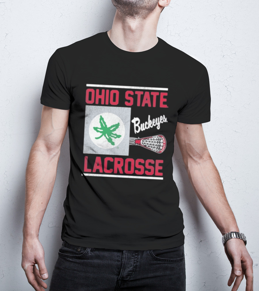 Ohio State Buckeyes Lacrosse Team Stick With Green Leaf T-Shirt