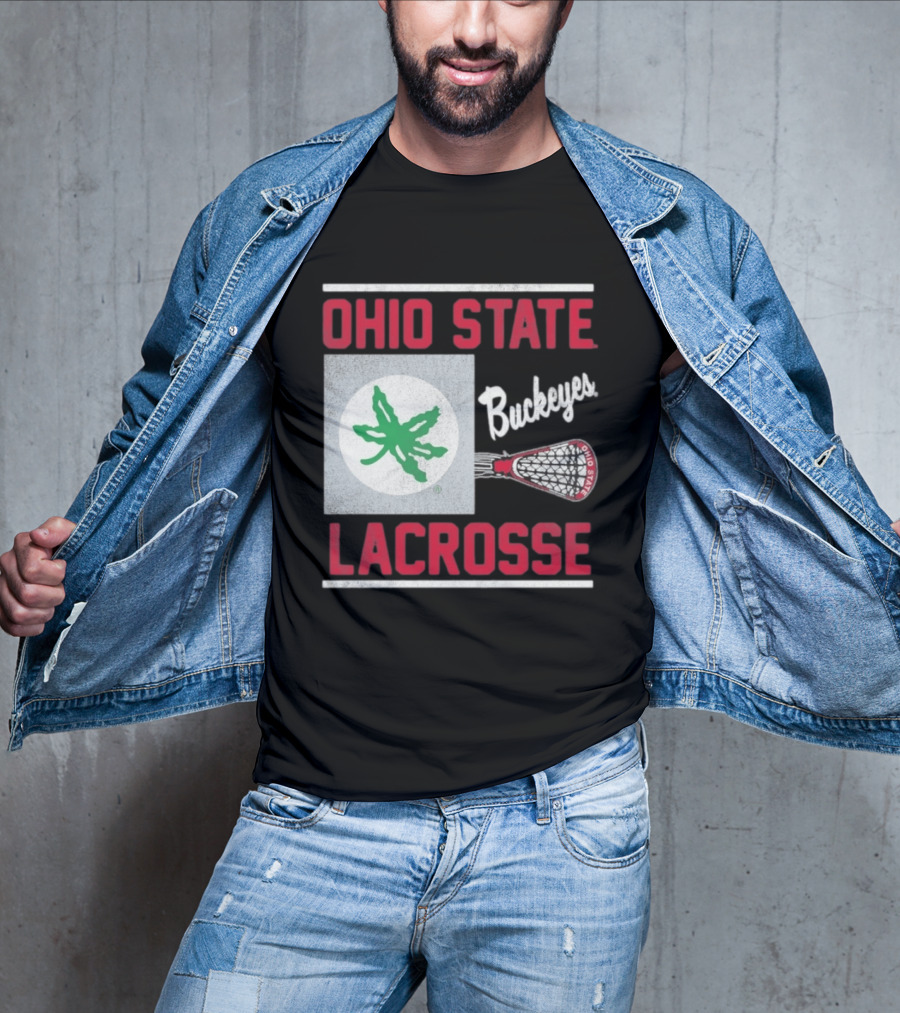 Ohio State Buckeyes Lacrosse Team Stick With Green Leaf T-Shirt