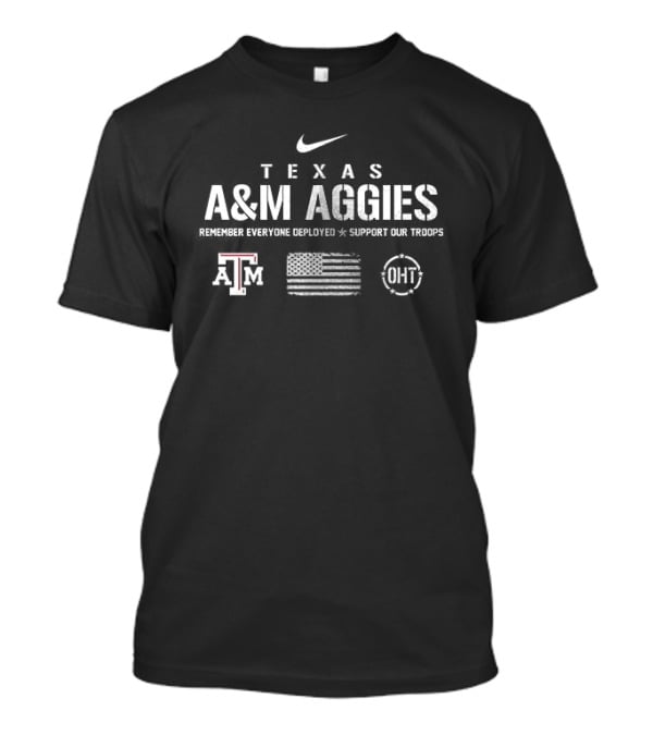 Texas A&M Aggies Nike Remember Everyone Deployed Support Our Troops Flag T-Shirt