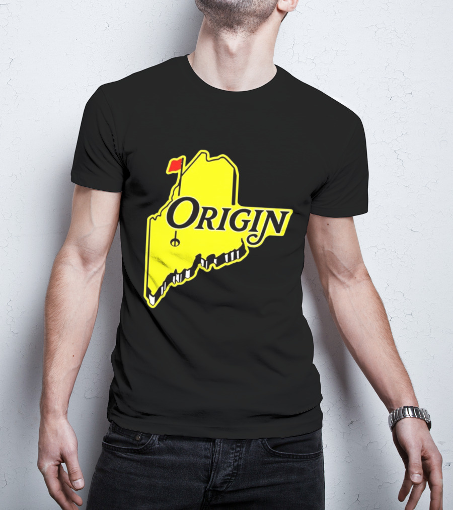 Origin USA Masters Golf Yellow Maine Flag Map T-Shirt