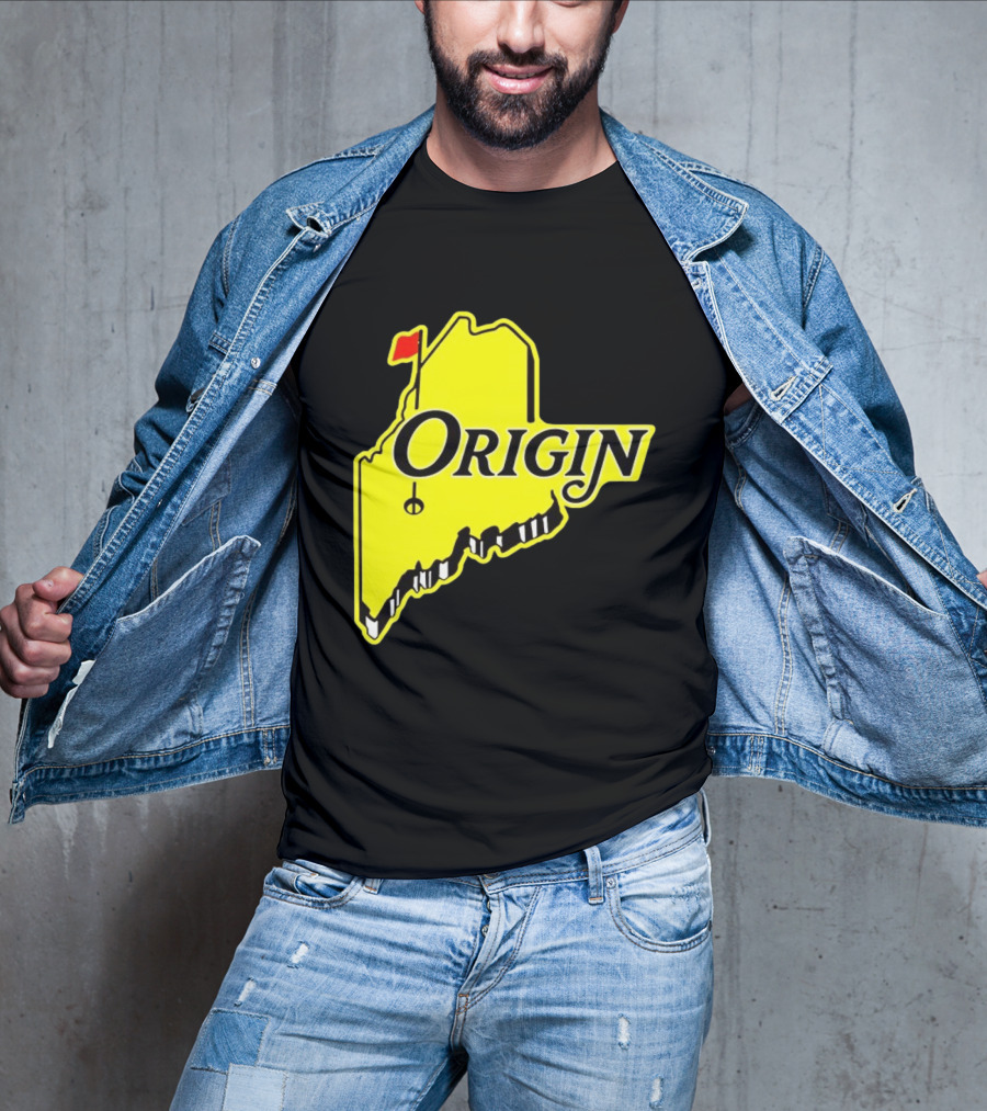 Origin USA Masters Golf Yellow Maine Flag Map T-Shirt