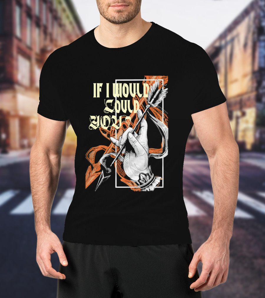 If I Would Could You Retro Hand Drawn Arrow Motif T-Shirt