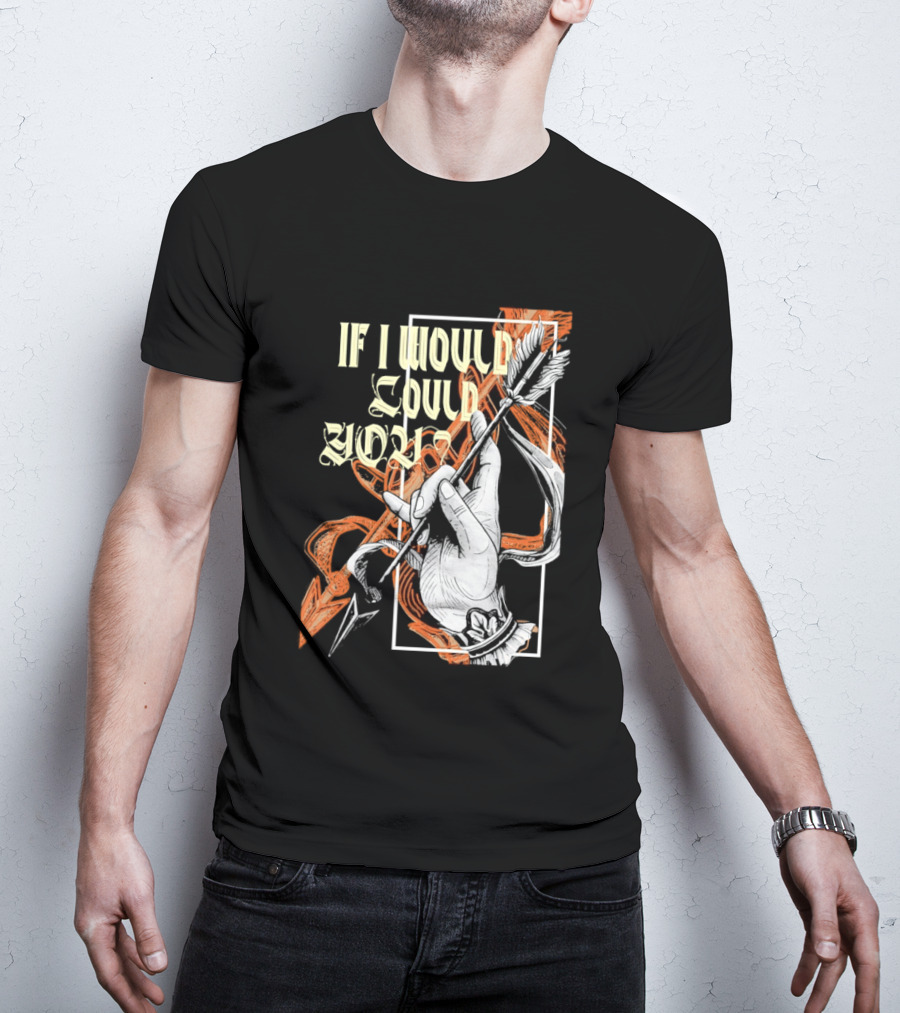 If I Would Could You Retro Hand Drawn Arrow Motif T-Shirt