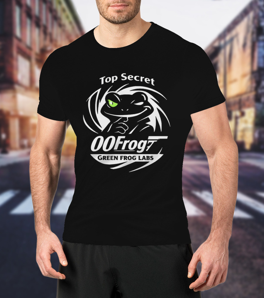 Top Secret 00Frog7 Green Frog Labs Covert Agent Frog T-Shirt