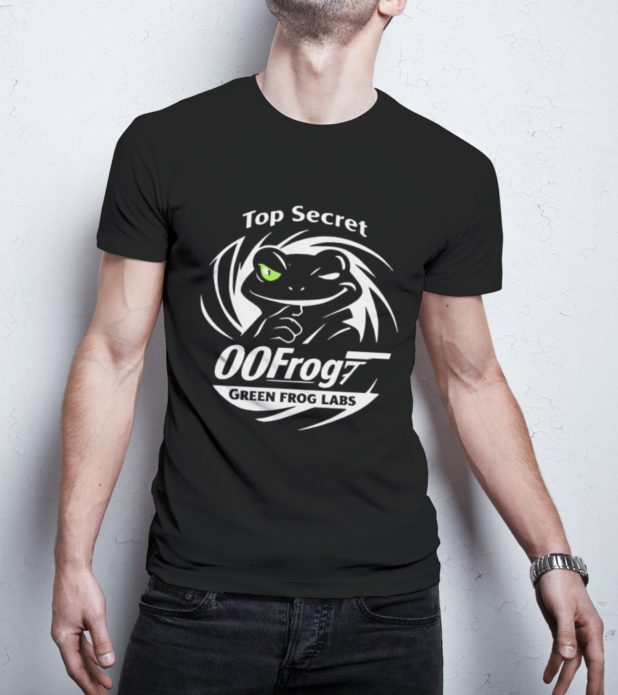 Top Secret 00Frog7 Green Frog Labs Covert Agent Frog T-Shirt
