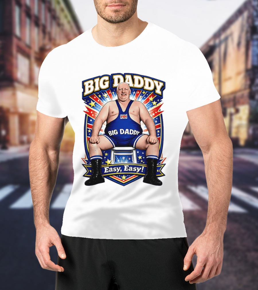 Big Daddy Easy Easy British Wrestler Stars Stripes T-Shirt