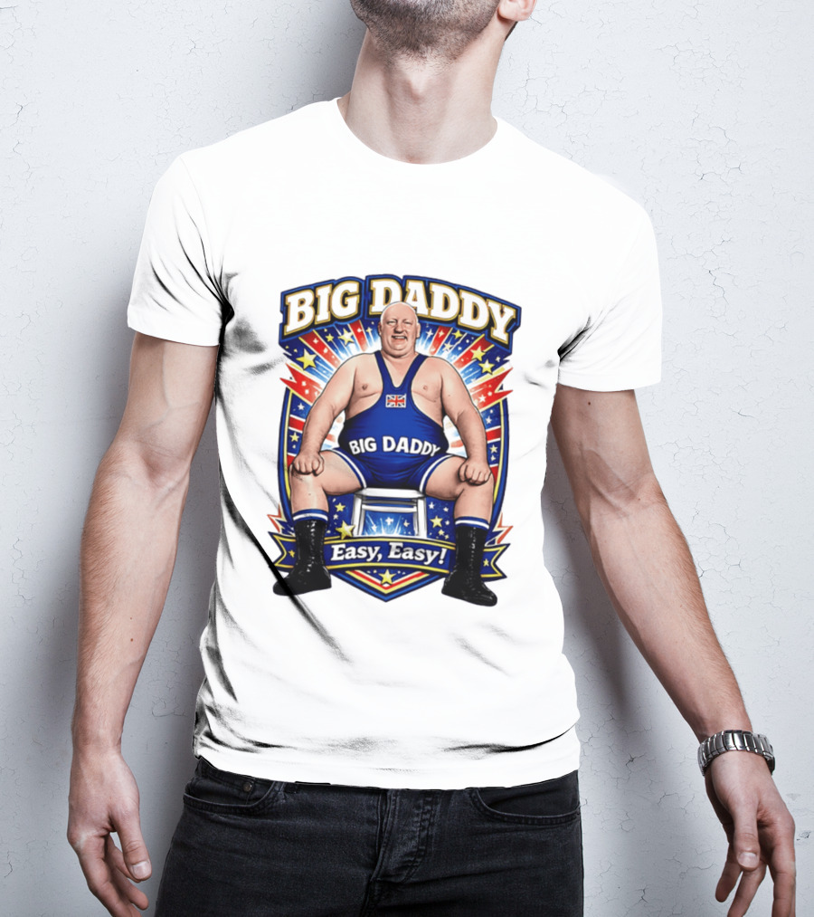 Big Daddy Easy Easy British Wrestler Stars Stripes T-Shirt