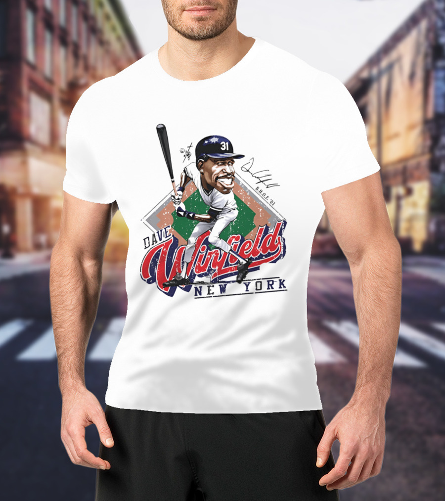 Dave Winfield New York Yankees Bruce Stark Collection Caricature MLB H.O.F. 2001 T-Shirt