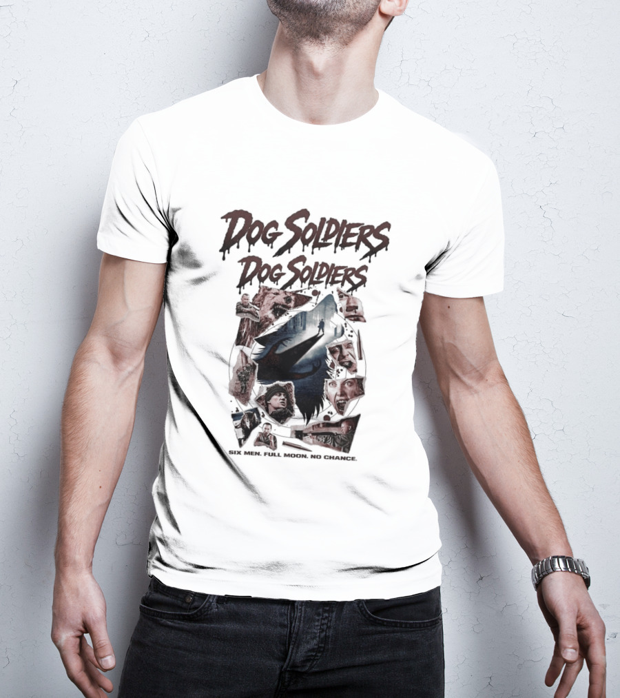 Dog Soldiers Horror Movie Inspired Design With Dramatic Red And Blue T-Shirt
