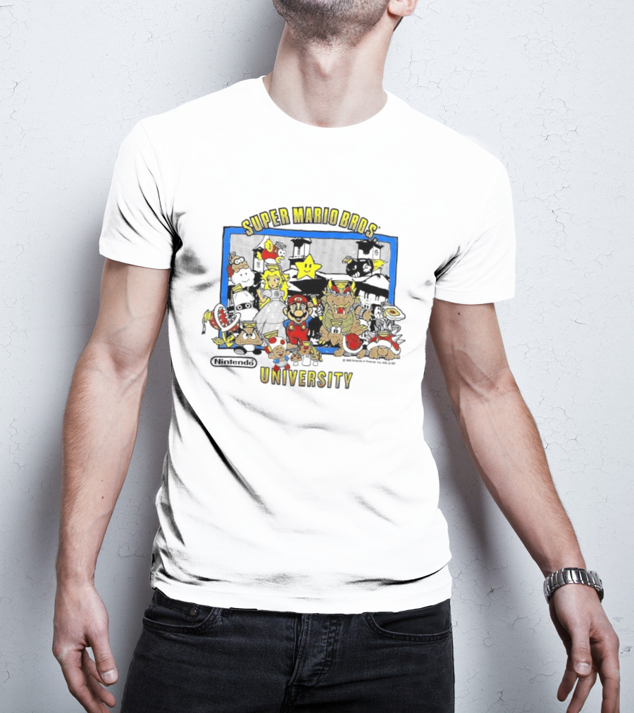 Super Mario Bros University 1988 Nintendo Classic Video Game Characters T-Shirt
