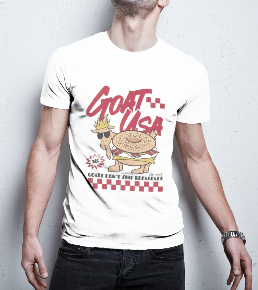 GOAT USA Bagel Goat Goats Don't Skip Breakfast T-Shirt