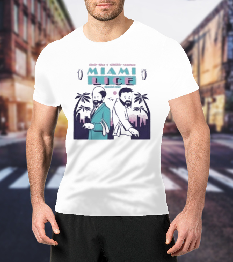 Aesop Rock Homeboy Sandman Miami Lice Retro Palm Trees 80s T-Shirt