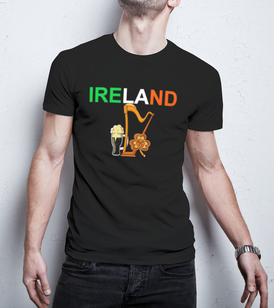 Ireland Heritage Land Harp Beer Clover T-Shirt