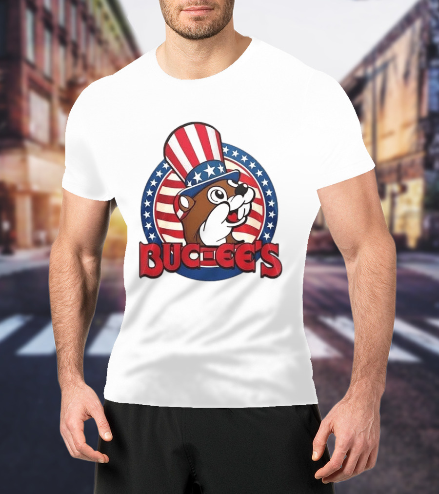 Buc Ee's Patriotic Uncle Sam Beaver USA Stars And Stripes 250th Anniversary T-Shirt