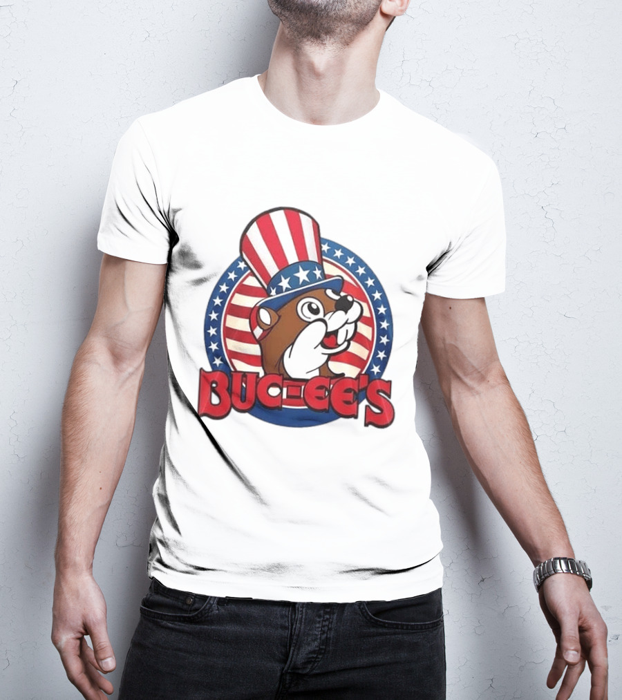 Buc Ee's Patriotic Uncle Sam Beaver USA Stars And Stripes 250th Anniversary T-Shirt