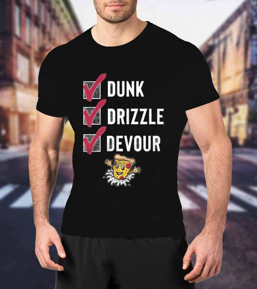 Tulsa Ranch Dippers Dunk Drizzle Devour Pizza Checklist T-Shirt