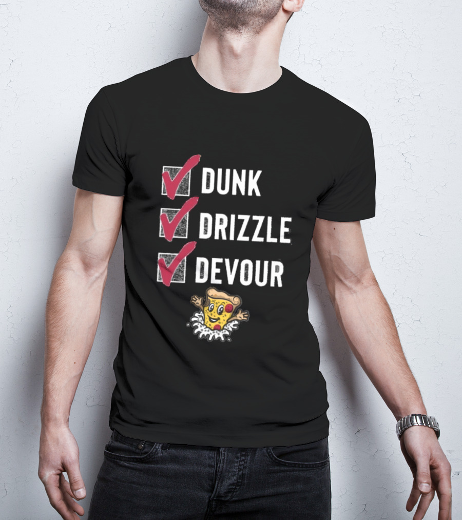 Tulsa Ranch Dippers Dunk Drizzle Devour Pizza Checklist T-Shirt