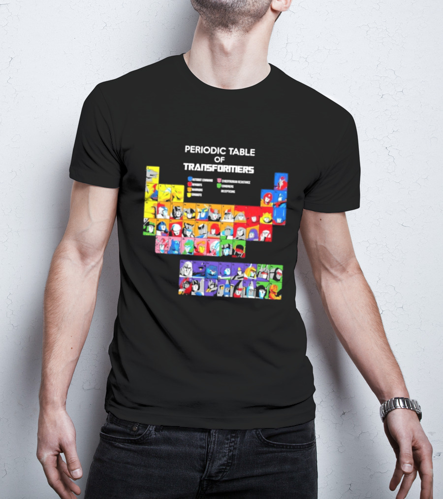 Periodic Table Of Transformers Autobots Decepticons Maximals Predacons T-Shirt