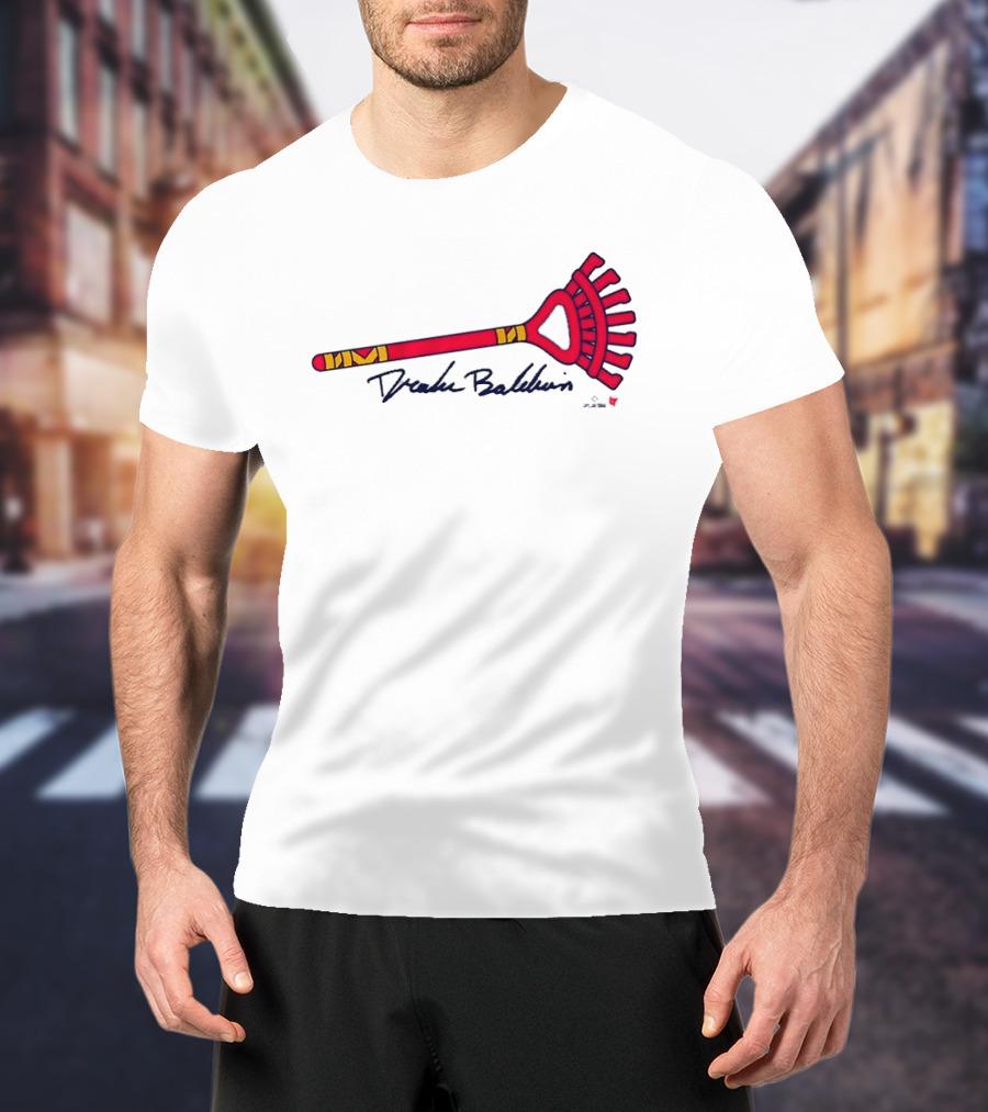 Drake Baldwin Red Yellow Rake Drawing T-Shirt
