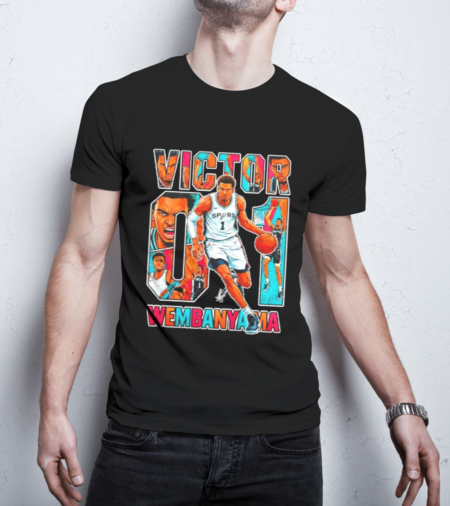 Victor Wembanyama No 1 San Antonio Spurs Comic Fiesta T-Shirt