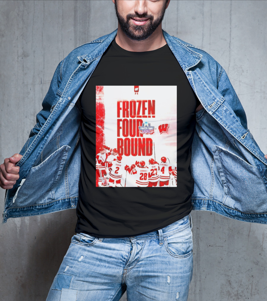 Frozen Four Bound Wisconsin Badgers Men's Ice Hockey Team Celebration T-Shirt